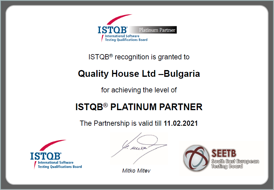 Quality House is an ISTQB Platinum Partner for seventh consecutive year!